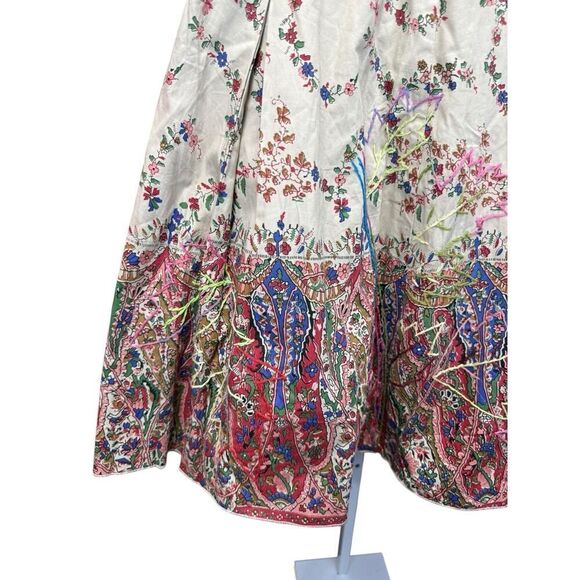 Ariella Boho Floral Embroidered Cotton Skirt High Waisted A line Size S - Picture 5 of 16